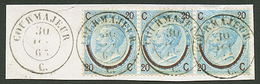 ITALY 20c Strip Of 3 Canc. COURMAJEUR C. On Piece. Superb. - Ohne Zuordnung