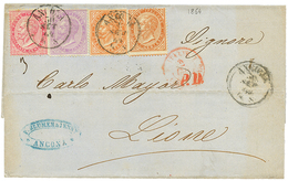 "1L.20 To FRANCE" : 1864 10c(x2) + 40c + 60c Canc. ANCONA On Cover (triple Rate) To FRANCE. Vvf. - Ohne Zuordnung