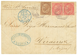 "1L.10 To MEXICO" : 1877 30c + 40c(x2) On Entire Letter From GENOVA To VERA-CRUZ (MEXICO). Vvf. - Ohne Zuordnung