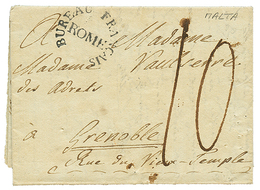 1803 BUREAU FRANCAIS ROME Used As Entry Mark On Entire Letter From MALTA To FRANCE. Very Unusual. Superb. - Malta (...-1964)
