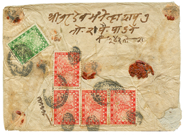 NEPAL : 1925 4p +8p(x4) On REGISTERED Envelope KALAIYA To KATHMANDU. Vf. - Nepal