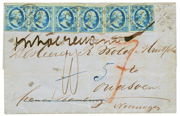 NETHERLANDS : 1858 5c Strip Of 4 + Pair Canc. HARLINGEN + Tax Marking On Entire Letter To NORWAY. NVPH Certificate (2015 - Sonstige & Ohne Zuordnung