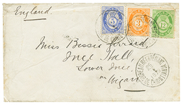 NORWAY : 1879 3 Ore + 5 Ore + 12 Ore (small Fault) Canc. BUREAU REEXPEDITION CHRISTIANIA On Envelope To ENGLAND. Scarce. - Sonstige & Ohne Zuordnung