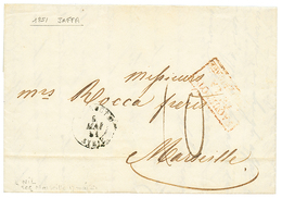 "JAFFA Via BEYROUTH" : 1848 BEYROUTH SYRIE + "10" Tax Marking On Entire Letter With Full Text Datelined "JAFFA" To FRANC - Palestine