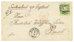 1876 MADEIRA 50R Canc. 45 + FUNCHAL + "T" + "13g70" + PAYS ETR. PAQ. REG. LE HAVRE On Envelope To SWITZERLAND. RARE. Sup - Altri & Non Classificati