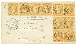 ROMANIA - Incoming Mail To HUSI Via JASSY : 1865 10c Bloc Of 6 + Strip Of 4 Canc. GC 347 + LES BATIGNOLES On Envelopeto  - Other & Unclassified