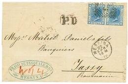 ROMANIA - Incoming Mail : 1875 ITALY 20c(x2) On Entire Letter (superb Printed Illustration) From MERSINA To JASSY. Verso - Other & Unclassified