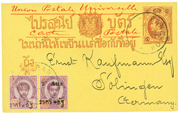 1895 P./Stat + Provisional 1A On 64 + 2A On 64 Canc. BANGKOK To GERMANY. Superb. - Siam