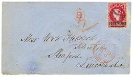 ST HELENA : 1872 4d On 6d + ST HELENA In Red On Envelope (toning) To ENGLAND. RARE. Vf. - Isola Di Sant'Elena