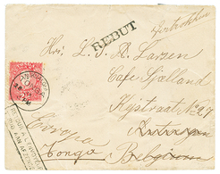 TONGA : 1897 2 1/2d Canc. NUKUALOFA + REBUT + RETOUR A L' ENVOYEUR On Envelope To BELGIUM Redirected To TONGA. Vvf. - Tonga (...-1970)