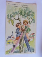 Enfants Garcon  Fillette  Echelles Arbre Nid D  Oiseaux 1961 Illustrateur JANSER - Janser