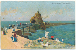 Luigi LOIR - Les Plages De France, Biarritz - Carte Publicitaire Biscuits Pernot - Loir
