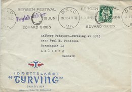 Norway - Cover Sent To Denmark 1954.  H-1389 - Briefe U. Dokumente