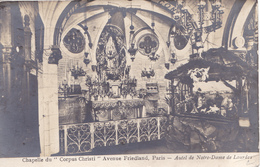Delcampe - BE17-  PARIS  CARTE PHOTO CIRCULEE CHAPELLE  DU CORPUS CHRISTI  AVENUE FRIEDLAND  AUTEL DE NOTRE DAME DE LOURDES - Champs-Elysées