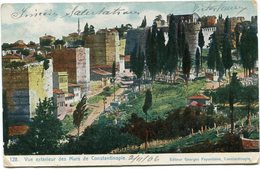 LEVANT CARTE POSTALE (IMPRIME) VUE EXTERIEUR DES MURS....DEPART CONSTANTINOPLE-PERA 2-11-06 POSTE-FRANCse POUR LA FRANCE - Briefe U. Dokumente