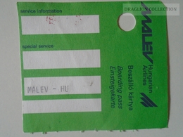 ZA112.9  Hungary - MALÉV  Boarding Pass - Carte D'imbarco