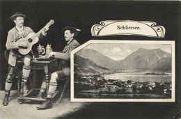 SCHLIERSEE, Panorama, Musikduo (1906) AK - Schliersee