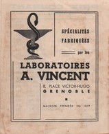 Santé -Hygiène/Pharmacie/Laboratoires A VINCENT / Spécialités Fabriquées/Tarifs /GRENOBLE/  1955         PARF163 - Andere & Zonder Classificatie