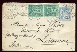 Entier Postal Type Sage + Complément De Paris Pour L' Italie En 1888 - N51 - Standard- Und TSC-Briefe (vor 1995)