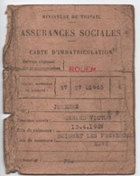 Carte D'immatriculation Assurances Sociales/ Ministére Du Travail/BOISSET Les PREVENCHES/Eure/1942      AEC154 - Ohne Zuordnung