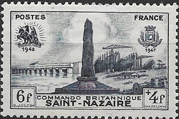 FRANCE 1947 Fifth Anniv Of British Commando Raid On St. Nazaire - 6f.+4f St. Nazaire Monument MNH - Unused Stamps