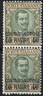 1909 LEVANTE COSTANTINOPOLI COPPIA SASSONE 27 MNH €50 RARA BEN CENTRATA - Emisiones Generales