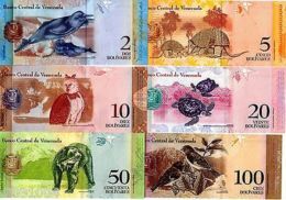 LOT SET SERIE 6 BILLETS VENEZUELA  ANIMAUX DAUPHIN OISEAU TORTUE HIBOU UNC NEUF - Otros – América