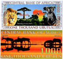 Central BANK Of AFRICA 1000 UBUTUS 2014 POLYMER LION / ZEBRE FANTAISIE NEUF - Other - Oceania