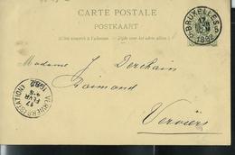 Carte Obl. N° 19 B. Obl. Bruxelles 5 Le  17/02/1892 Pour Verviers (Station ) Même Date - Briefkaarten 1871-1909