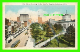 COLUMBUS, OH - HIGH STREET LOOKING NORTH, SHOWING CAPITOL - ANIMATED - PUB. BY HAENLEIN BROS - - Columbus