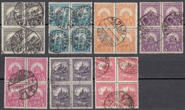 UNGHERIA - 1926/1927 - Sette Quartine Usate: Yvert 379/382, 384, 386 E 387. - Used Stamps