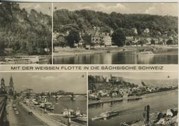 Sächsiche Schweiz V. 1972  4 Ansichten - Die Weiße Flotte  (2833) - Wehlen