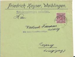 WTB009 / WÜRTTEMBERG -  Waiblingen , Firmenbrief M. Werbung Brust-Caramellen (Bobon) Waibling  1900. (Thema Medizin) - Storia Postale