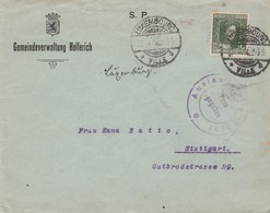 12 1/2 Sur Lettre "Gemeindeverwaltung Hollerich" - Lux. Ville Vers Stuttgart - Censure Trier Freigegeben 1916. - 1914-24 Maria-Adelaide