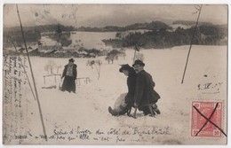 AUSTRIA Carte Photo Scène D'hiver Village Près Innsbruck Luge Cachet Salzburg - Autres & Non Classés