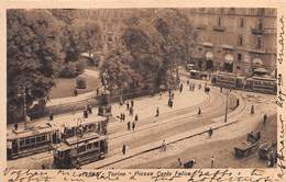 0627 "TORINO - PIAZZA CARLO FELICE"  ANIMATA, TRAMWAY, CARRI CON CAVALLI, NEVE.  CART  SPED 1906 - Plaatsen & Squares