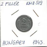 C5 Hungary 2 Filler 1943. High Grade KM#519 - Ungarn