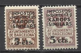 6244-2 SELLOS DIFERENTES BARCELONA MNH ** 5+12 Y 5+75 CTS.HABILITADOS,SOBRECARGADOS,ESPAÑA REPUBLICA,ESPAÑA GUERRA CIVIL - Barcellona