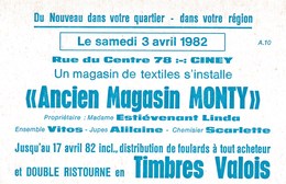 Un Magasin De Texiles S'installe "Ancien Magasin Monty", Rue Du Centre 78, Ciney - Carte De Publicité - Ciney