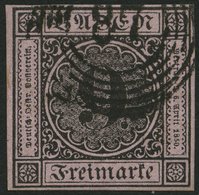 BADEN 4b O, 1851, 9 Kr. Schwarz Auf Rötlichkarmin, Nummernstempel 87, Allseits Breitrandig, Pracht - Andere & Zonder Classificatie