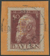 BAYERN D 11II PFII BrfStk, 1912, 50 Pf. Dunkelbraunrot Auf Hellgraubraun Mit Abart Am Unteren Balken Des E Fehlt Viertes - Otros & Sin Clasificación