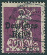 BAYERN Pf 19 O, 1920, 20 Pf. Dunkelbraunviolett, Gelocht B, üblich Gezähnt, Pracht, Gepr. Dr. Helbig Und Infla, Mi. 170. - Sonstige & Ohne Zuordnung