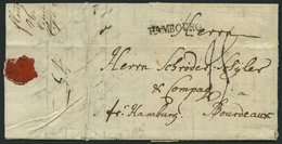 HAMBURG VORPHILA 1780, HAMBOURG, L1 Durchgangsstempel Auf Brief Von Flensburg Nach Bordeaux, Pracht - Vorphilatelie