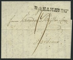 HAMBURG VORPHILA 1803, R.4. HAMBURG, L1 Auf Forwarded-Letter Von Breslau Nach Bordeaux, Absender: J.G. Starck, Pracht - Vorphilatelie