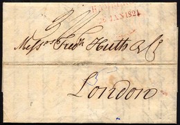 HAMBURG VORPHILA 1821, HAMBURG., L1 Mit Datum In Rot, Nicht Ganz Vollständig Auf Brief Nach London, Feinst - Precursores
