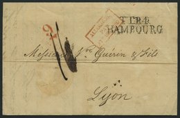 HAMBURG - THURN UND TAXISCHES O.P.A. 1838, TT.R.4 HAMBOURG, L2 Auf Brief Nach Lyon, Rote Unterstrichene 9 Und R3 ALLEMAG - Prephilately