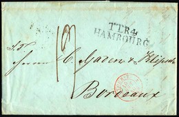 HAMBURG - THURN UND TAXISCHES O.P.A. 1840, TT.R.4. HAMBOURG, L2 Und Roter Tour-T-Stempel Auf Brief Nach Bordeaux, Rückse - Precursores