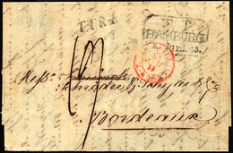 HAMBURG - THURN UND TAXISCHES O.P.A. 1843, T.T. HAMBURG, R3 Auf Forwarded-Letter Von Riga Nach Bordeaux, L1 T.T.R.4 Und  - Prephilately