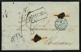 HAMBURG - THURN UND TAXISCHES O.P.A. 1854, DANEMARCK, Achteckstempel Auf Brief Von Copenhagen (K1) Nach Bordeaux, Pracht - Precursores