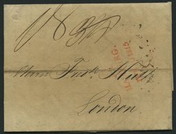 HAMBURG VORPHILA 1815, HAMBURG., Roter L2 Mit Turm Auf Brief Nach London, Feinst - Prefilatelia